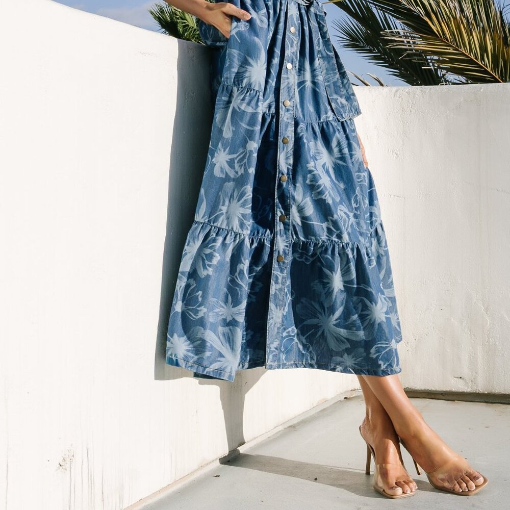Baltic Born Rocío Soft Denim Dress | Blue Print Size M